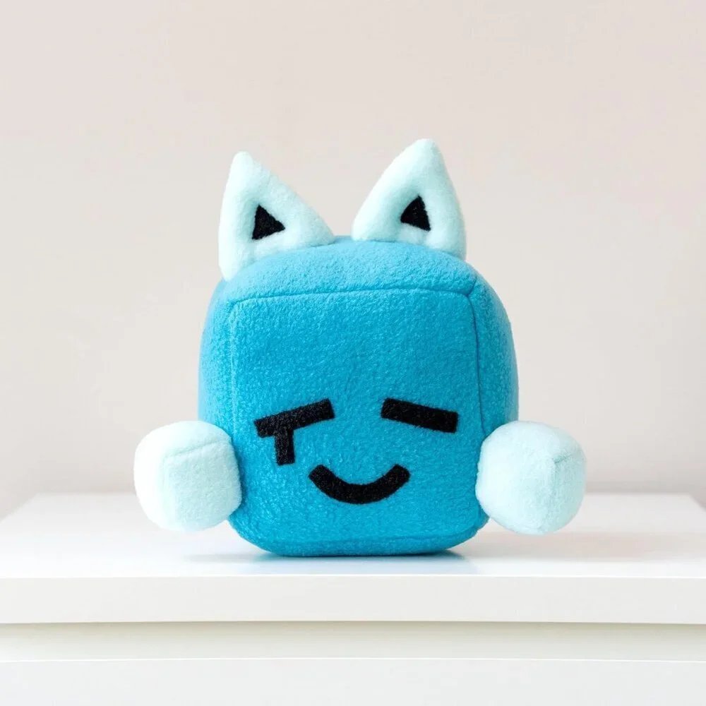 Big Blue Cube Plush Toy Inspired by Just Shapes & Beats 7.8” Soft Square Tear